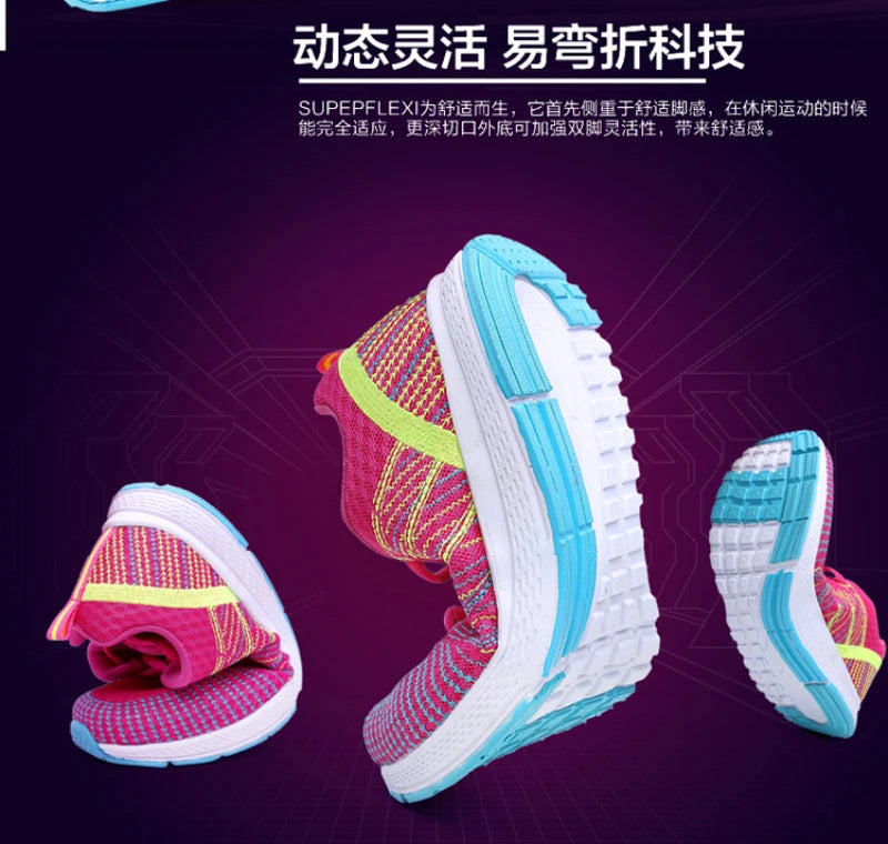 New Spring Flying Knitted Sports Shoes Women's Breathable Mesh Air Cushion Shoes Casual Running Women's Shoes Light Travel Shoes