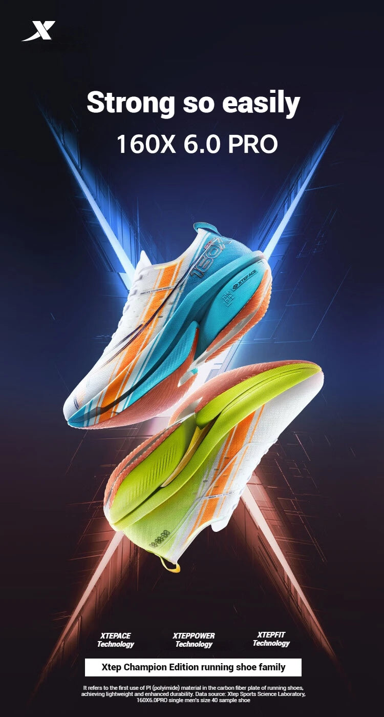 Xtep 160X 6.0 PRO Running Shoes For Men Stable Durable Racing Marathon Light Running Shoes Professional Marathon 975119110003