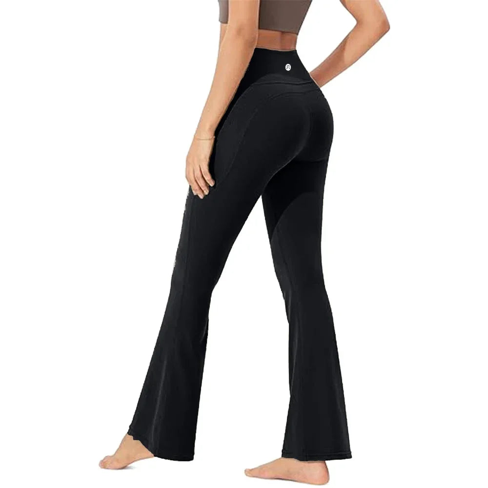Women's Bootcut Yoga Pants Tummy Control Non See Through Bootleg Gym Workout Pants