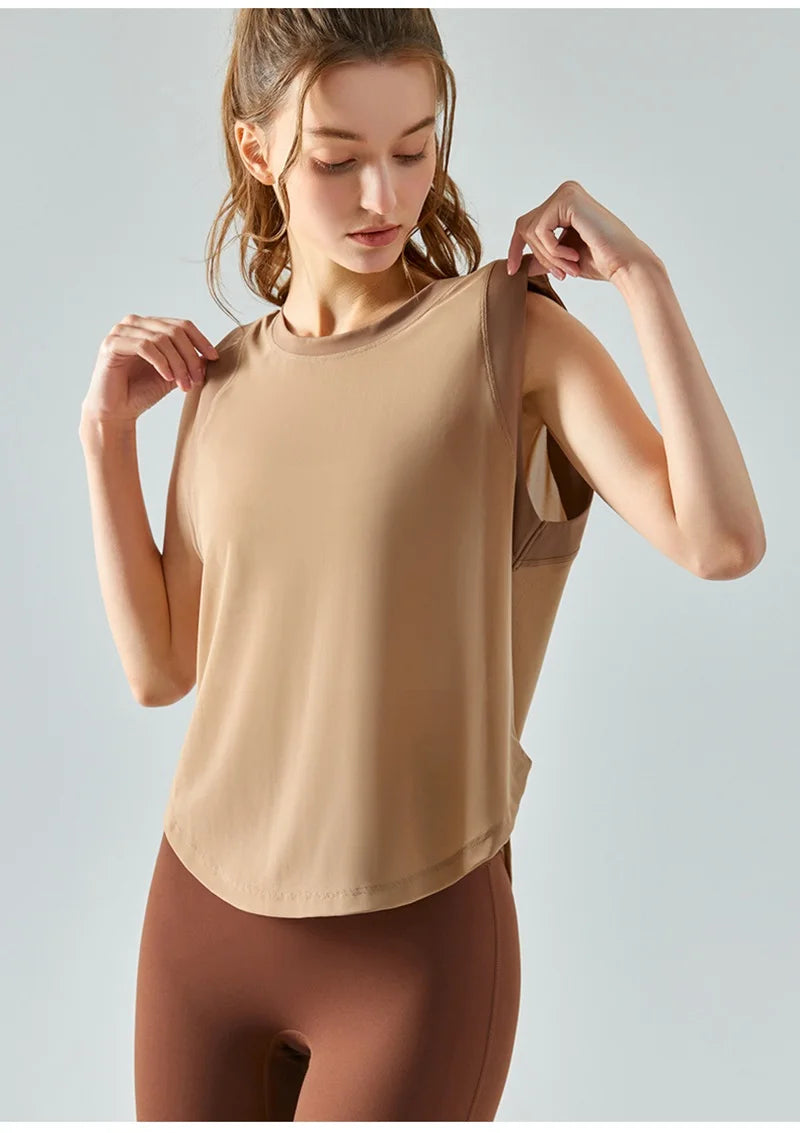 Cloud Hide Quick Dry Sports Shirts for Women XL Crop Top Breathable Plus Size Yoga T-Shirt Gym Workout Cover-up Sleeveless Vest