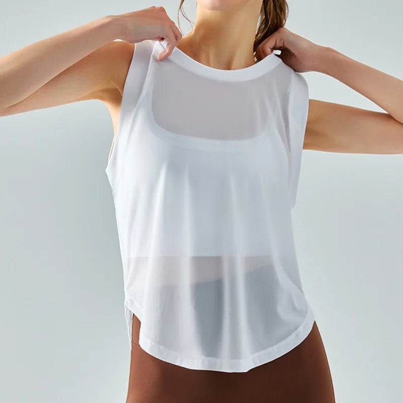 Cloud Hide Quick Dry Sports Shirts for Women XL Crop Top Breathable Plus Size Yoga T-Shirt Gym Workout Cover-up Sleeveless Vest