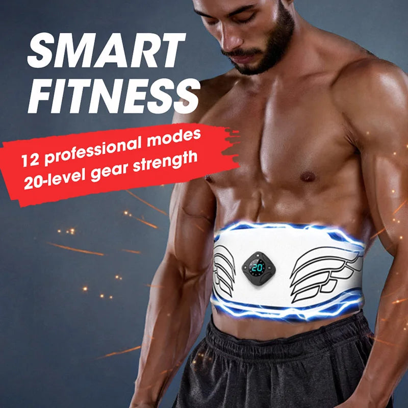 ABS Stimulator Ab Machine Abdominal Toning Belt EMS Muscle Toner USB Fitness Training Gear Loss Weight Equipment Home Gym Office