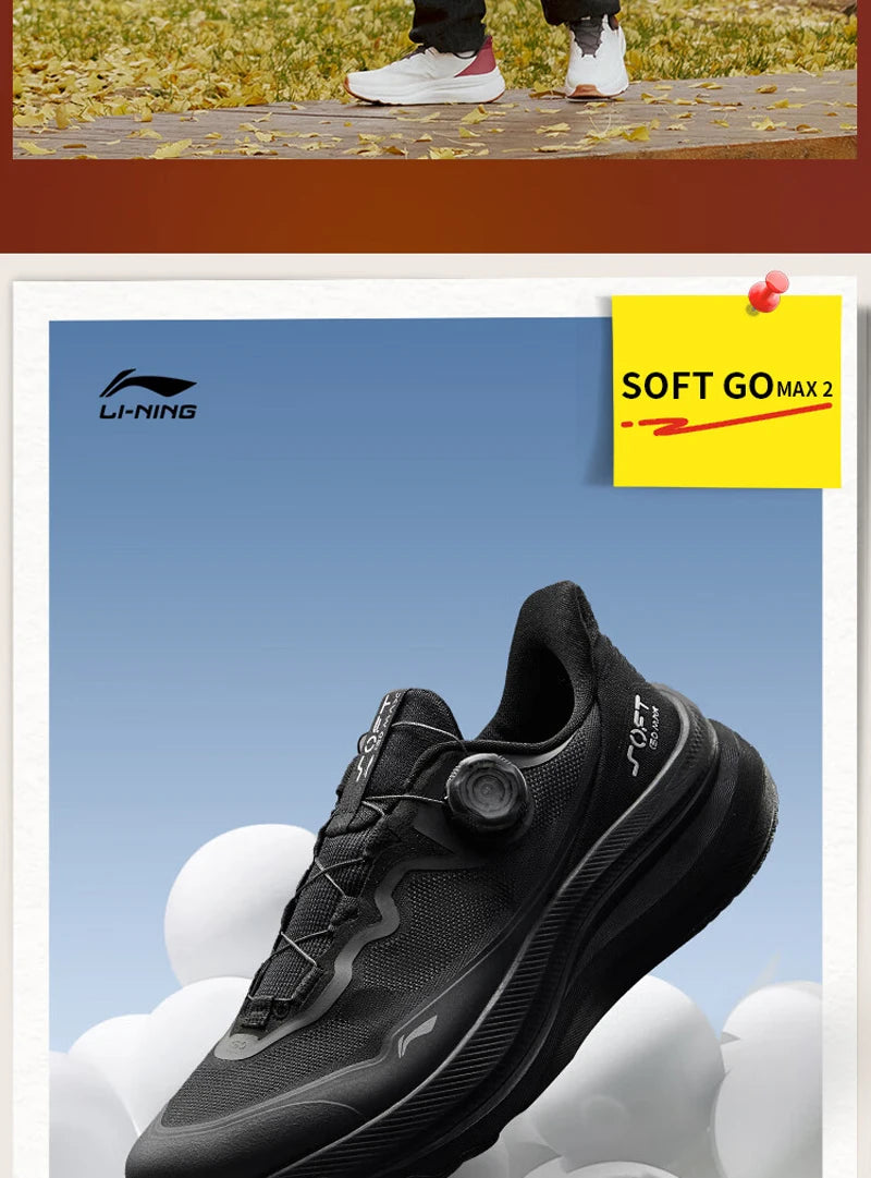 Li-Ning Men Women SOFT GO MAX 2 Walking Shoes COMFOAM Slip-on Thick Heel LiNing Unisex Sports Stylish Casual Shoes AGLV001