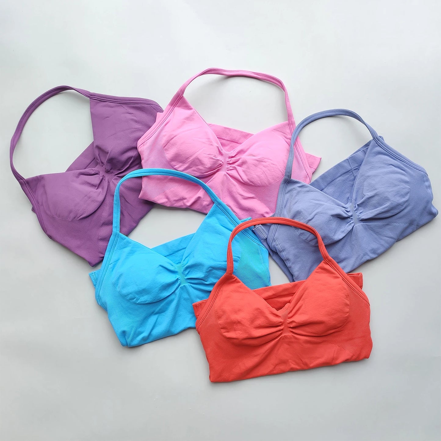 ARFTE Longline Strappy Gym Top Backless Gym Clothes Women Scrunch Built-in Bra With Removable Cups Yoga Tank Tops