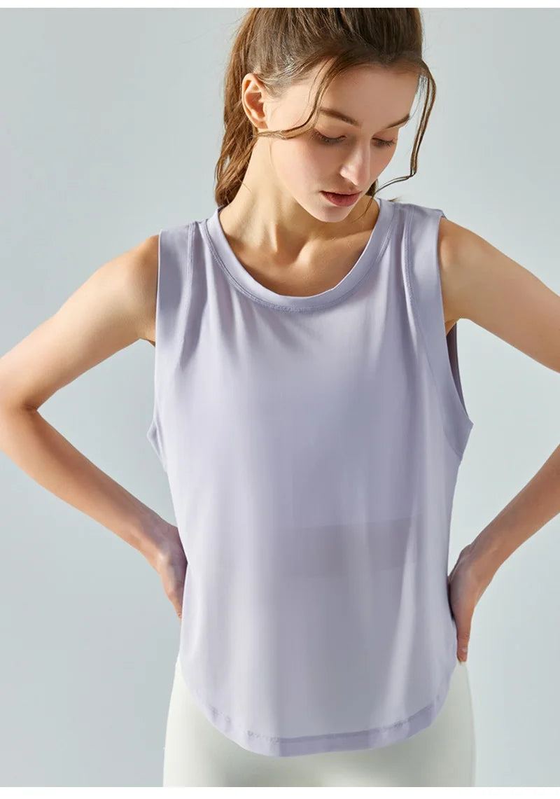 Cloud Hide Quick Dry Sports Shirts for Women XL Crop Top Breathable Plus Size Yoga T-Shirt Gym Workout Cover-up Sleeveless Vest