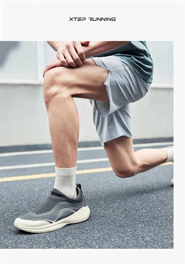 Xtep Soft Tube Running Shoes for Men Comfortable Breathable Slip-on Mesh Wear-Resistant Lightweight Male Sneakers 875219110061