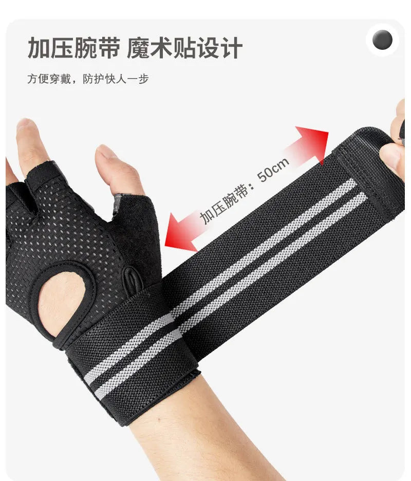 Anti Slip Shock Breathable Half Finger Gloves Breathable Cycling Gloves Fitness Gym Bodybuilding Crossfit Exercise Sports Gloves