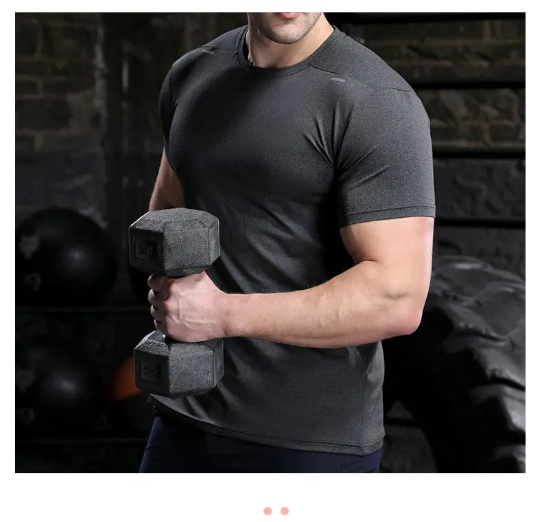 Men's Summer Loose Breathable Short Sleeve Outdoor Cycling Quick Dry Top Running Tracksuits Fitness T-shirts Muscle Tights