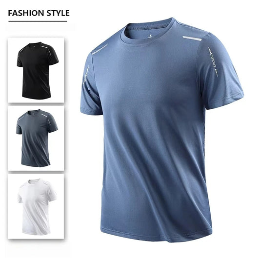 New Men’s Sportswear Running Tees Quick Dry Short Sleeve T-Shirt Gym Clothing Man Compression Shirt Five Solid-Color Tops