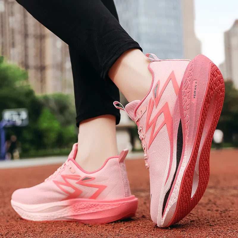 Men's and women's full-length carbon board racing shoes, summer youth running ultra light shock-absorbing sports shoes