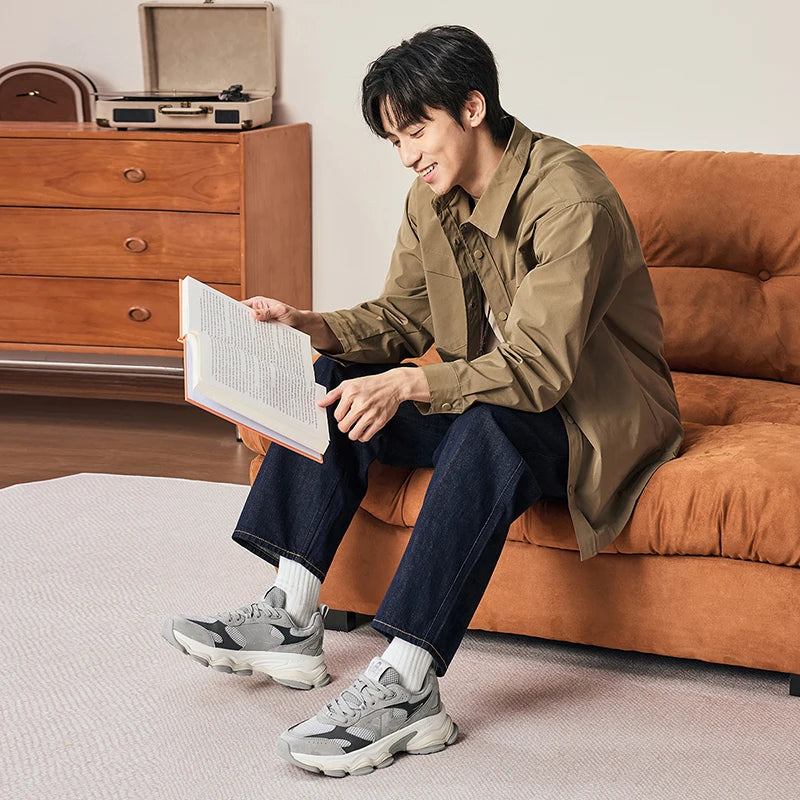 Xtep Chinoiserie Casual Shoes For Men 2025 Spring Vintage Thick Sole Fashion Sports Shoes Wear-Resistant  Sneakers 875119320001