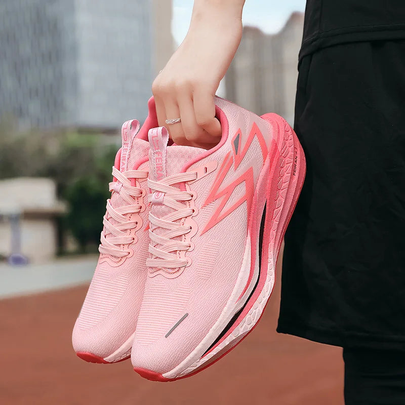 Men's and women's full-length carbon board racing shoes, summer youth running ultra light shock-absorbing sports shoes