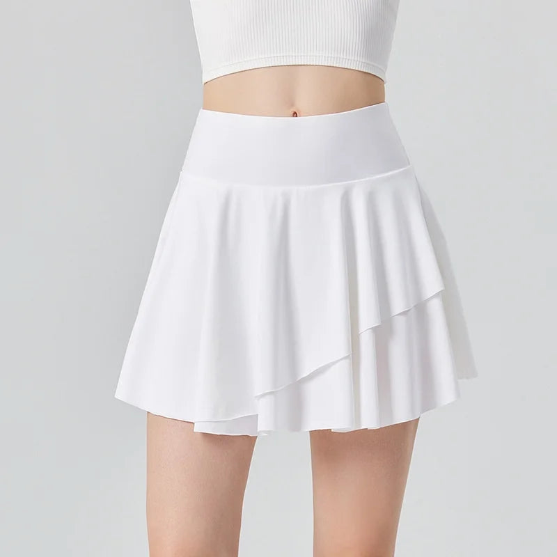 Sport Short Skirt for Women in Summer Anti-exposure High Waist Pleated Short Skirt Fitness Yoga Suit Golf Tennis Skirt