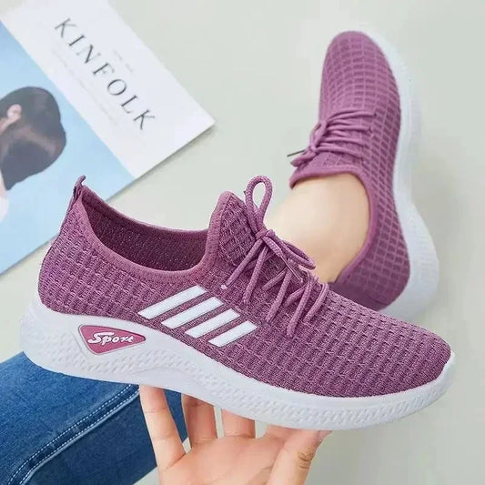 New 2025 Women's Shoes Fashion Flying Woven Women's Shoes Korean Breathable Lightweight Running Shoes Women's Shoes