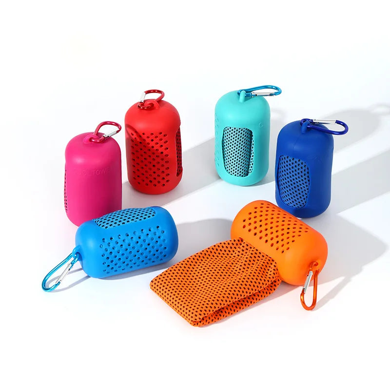 Sport Quick Drying Cooling Towel Portable Silicone Wrapped Cold Towel Microfiber Towels Beach Accessories Towel Sport Fitness