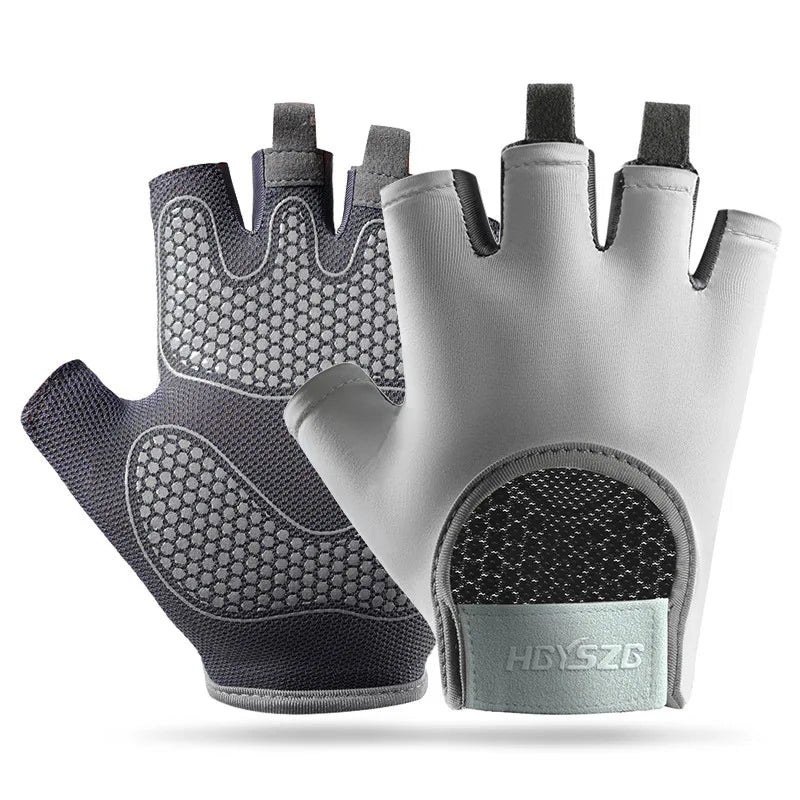 Summer Fitness Gloves Silicone Palm Shock Absorbing Half Finger Colorful Gym Gloves for Men Women Sun Protection Ice Silk Gloves