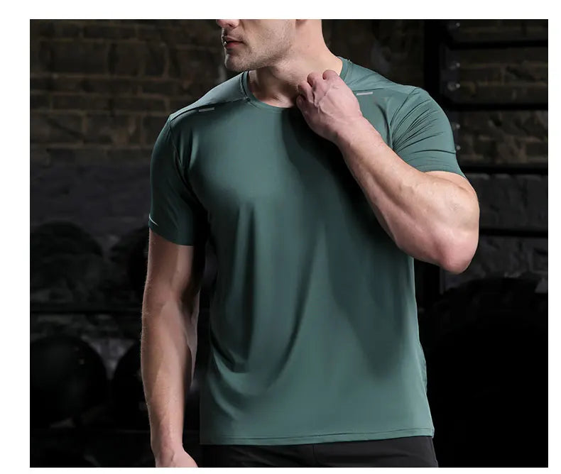 Men's Summer Loose Breathable Short Sleeve Outdoor Cycling Quick Dry Top Running Tracksuits Fitness T-shirts Muscle Tights