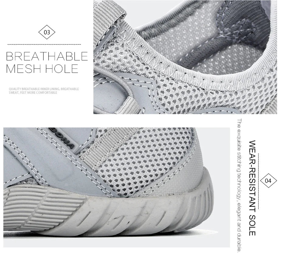 BONA 2023 New Popular Style Men Running Shoes Lace Up Athletic Shoes Outdoor Walkng jogging Sneakers Comfortable Mesh shoes