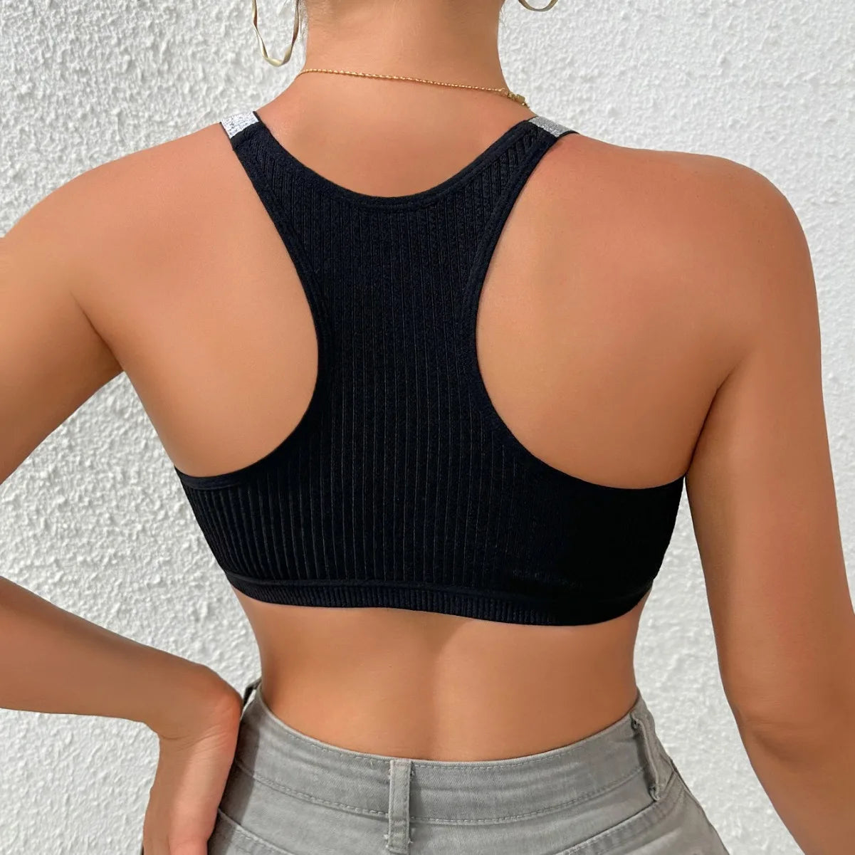 Women's Nylon Knit Bra Camisole | Lingerie Crop Top Bralette Strappy Halter Outerwear-Sexy Fitted Short Tops & Underwear