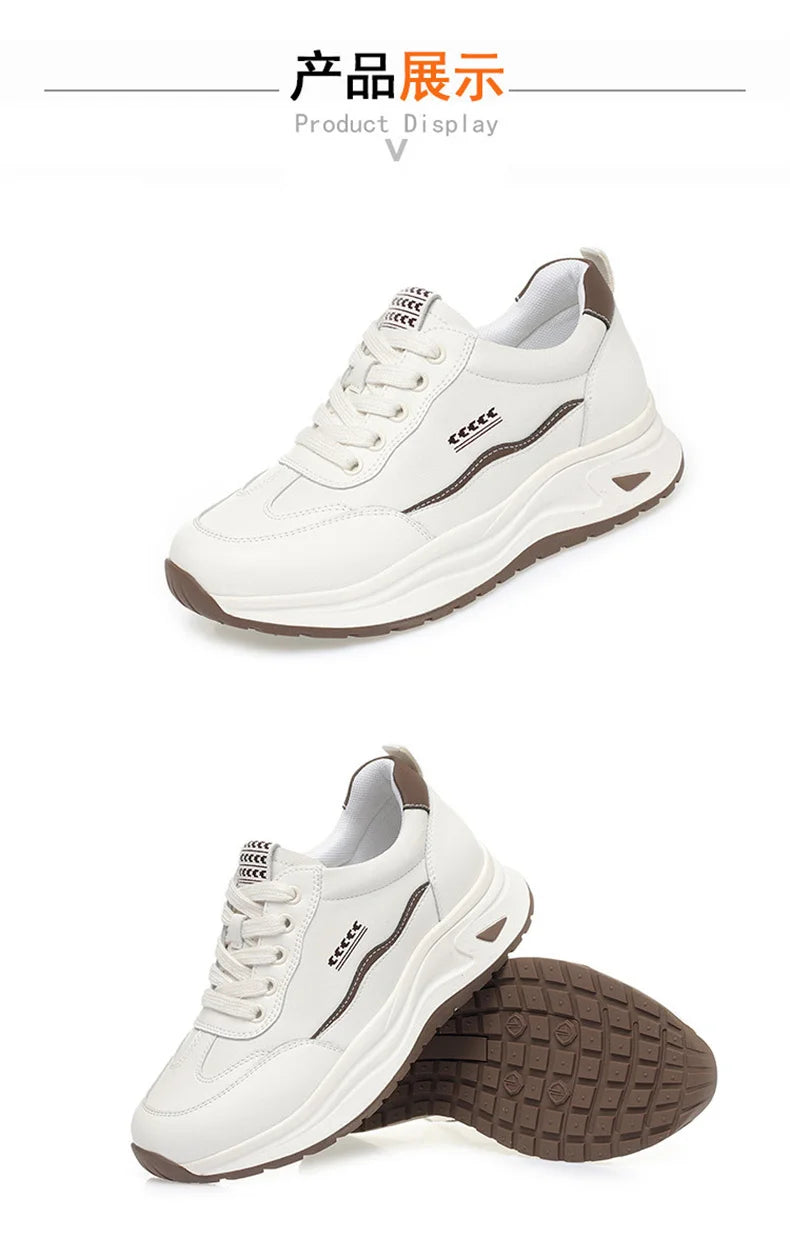 Platform Sports Shoe for Women Autumn 2024 Height Increase Casual Shoes Lace Up Tennis Shoe Water Proof Anti-slip Comfort