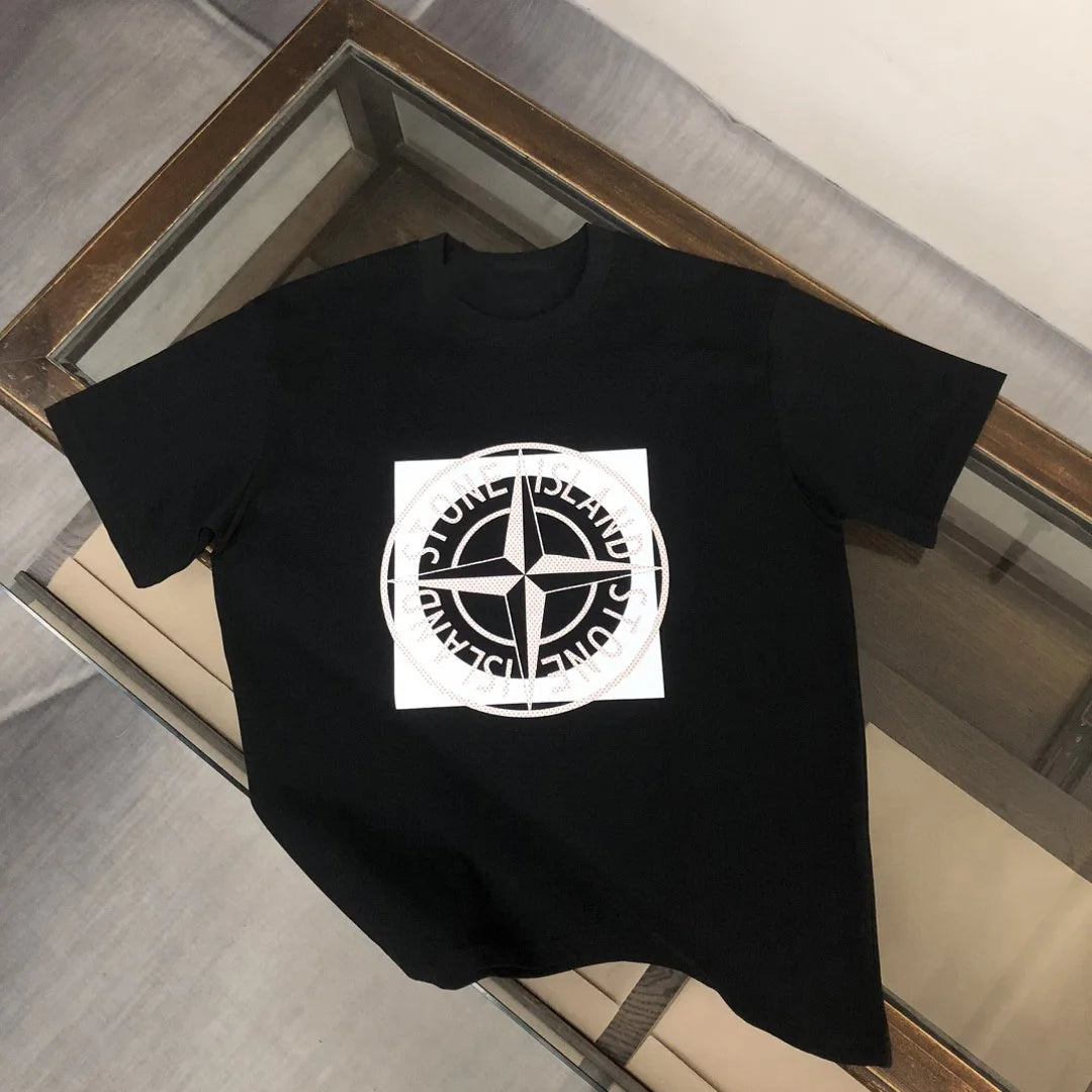 Retro Stone Logo T-Shirt – Men’s Casual Cotton Tee