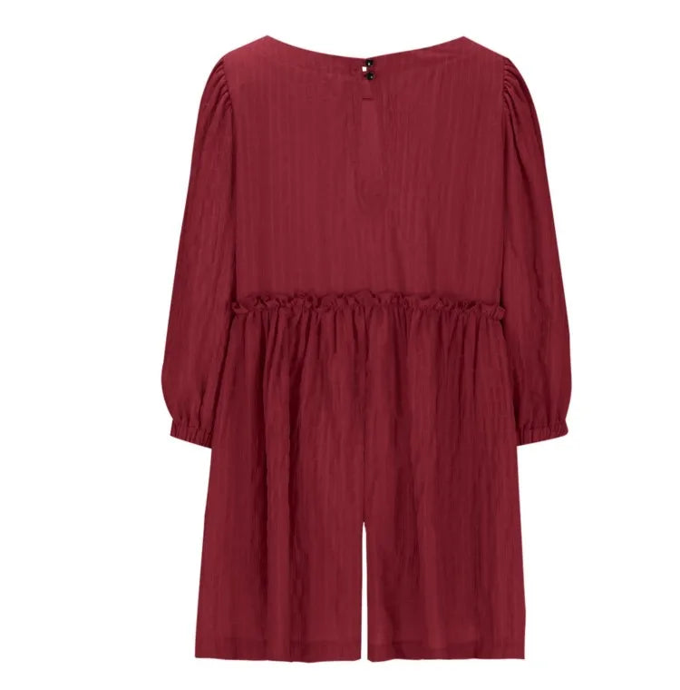 Fashion Women's Shorts Jumpsuit Summer Long Sleeve Casual Jumpsuit with Shorts Women Loose Breathable Short Jumpsuits Female