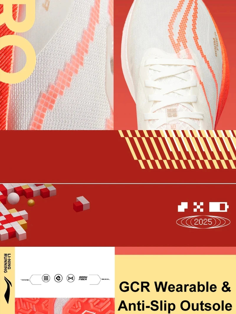 Li-Ning Men RED HARE 8 PRO Racing Running Shoes BOOM FIBER Cushion Stable Sport Shoes Light Anti-Slip Wearable Sneakers ARPV003