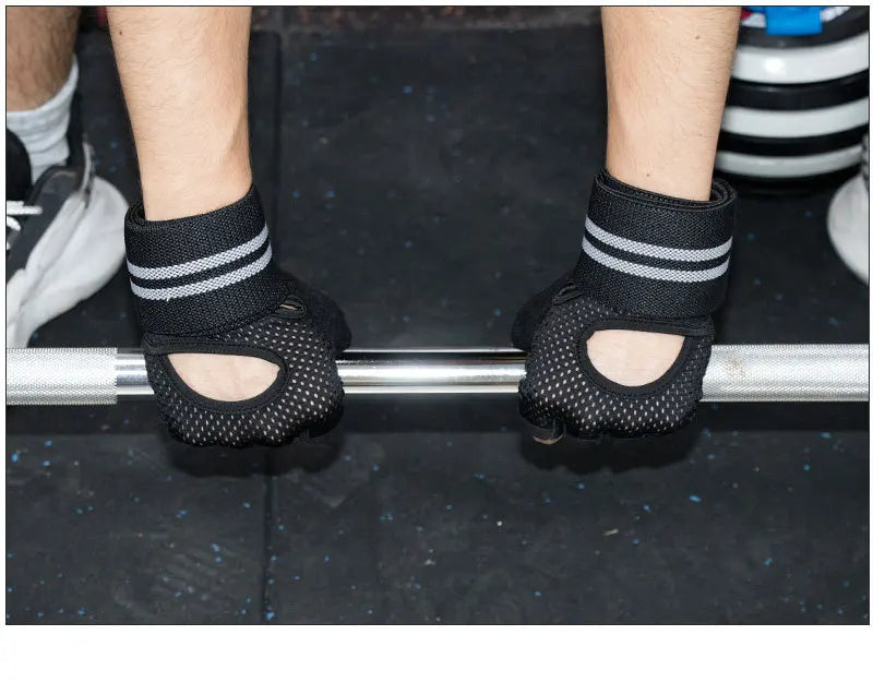 Anti Slip Shock Breathable Half Finger Gloves Breathable Cycling Gloves Fitness Gym Bodybuilding Crossfit Exercise Sports Gloves