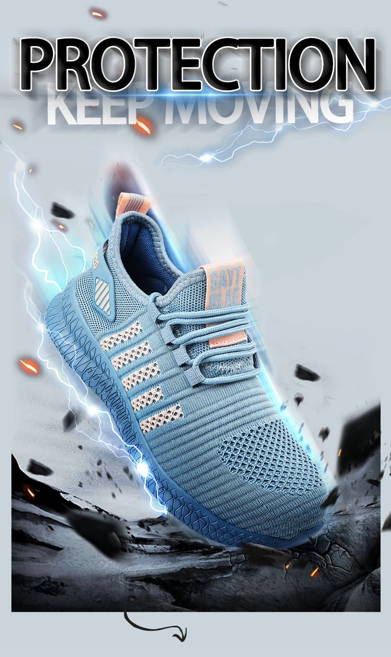 Women's work safety shoes are anti smashing, anti piercing, anti slip, wear-resistant, and outdoor fashionable sports shoes