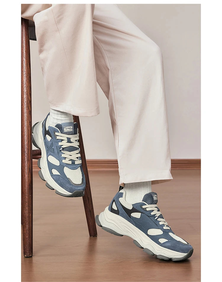 Xtep Chinoiserie Casual Shoes For Men 2025 Spring Vintage Thick Sole Fashion Sports Shoes Wear-Resistant  Sneakers 875119320001