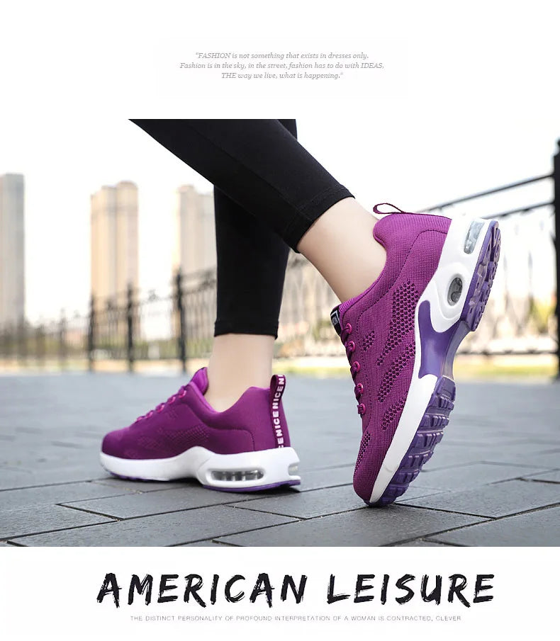 Oulylan Women Casual Sneakers Shoes Mesh Breathable Running Shoes Air Cushion Platform Summer Sports Shoes Luxury Lightweight