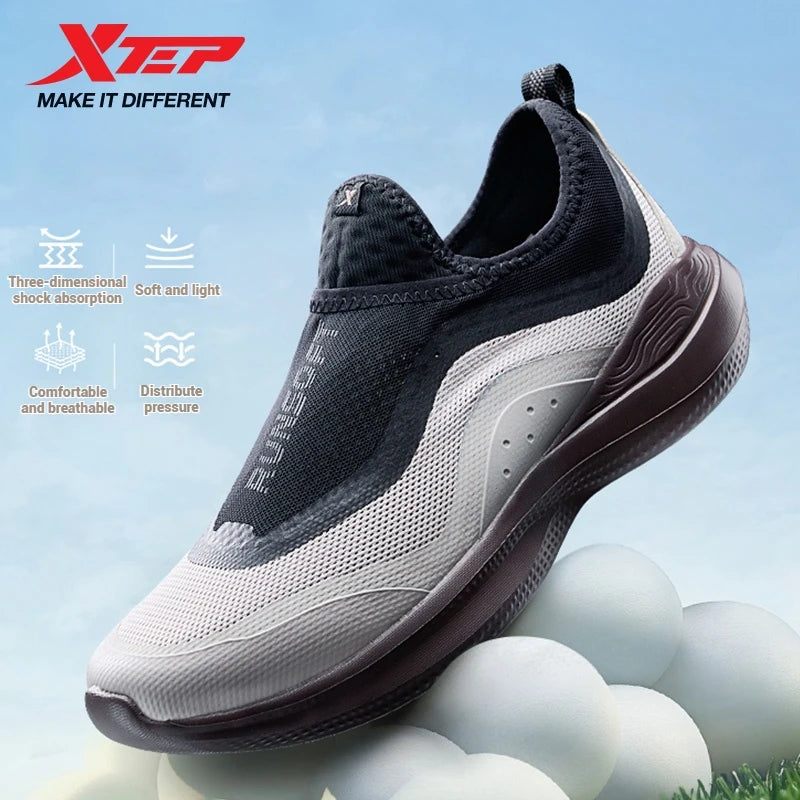 Xtep Soft Tube Running Shoes for Men Comfortable Breathable Slip-on Mesh Wear-Resistant Lightweight Male Sneakers 875219110061