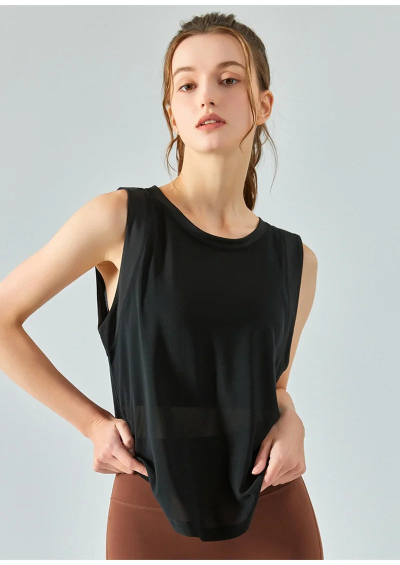 Cloud Hide Quick Dry Sports Shirts for Women XL Crop Top Breathable Plus Size Yoga T-Shirt Gym Workout Cover-up Sleeveless Vest