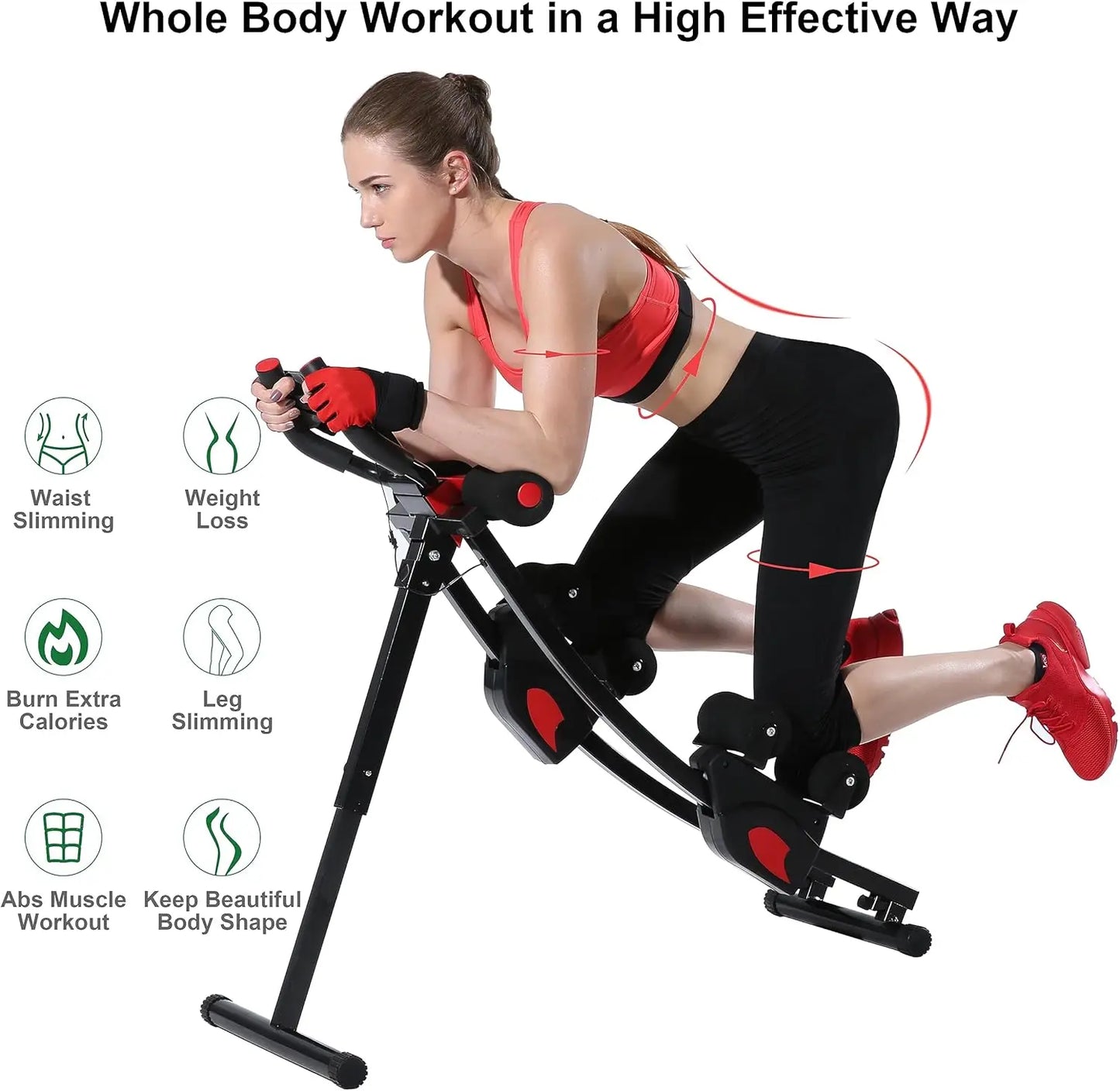 Ab Machine Whole Body Workout for Home Gym,Foldable Abdominal Exercise Fitness Equipment for Women