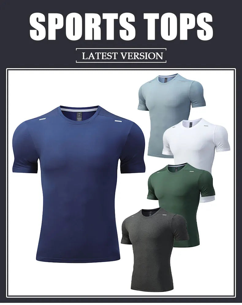 Men's Summer Loose Breathable Short Sleeve Outdoor Cycling Quick Dry Top Running Tracksuits Fitness T-shirts Muscle Tights