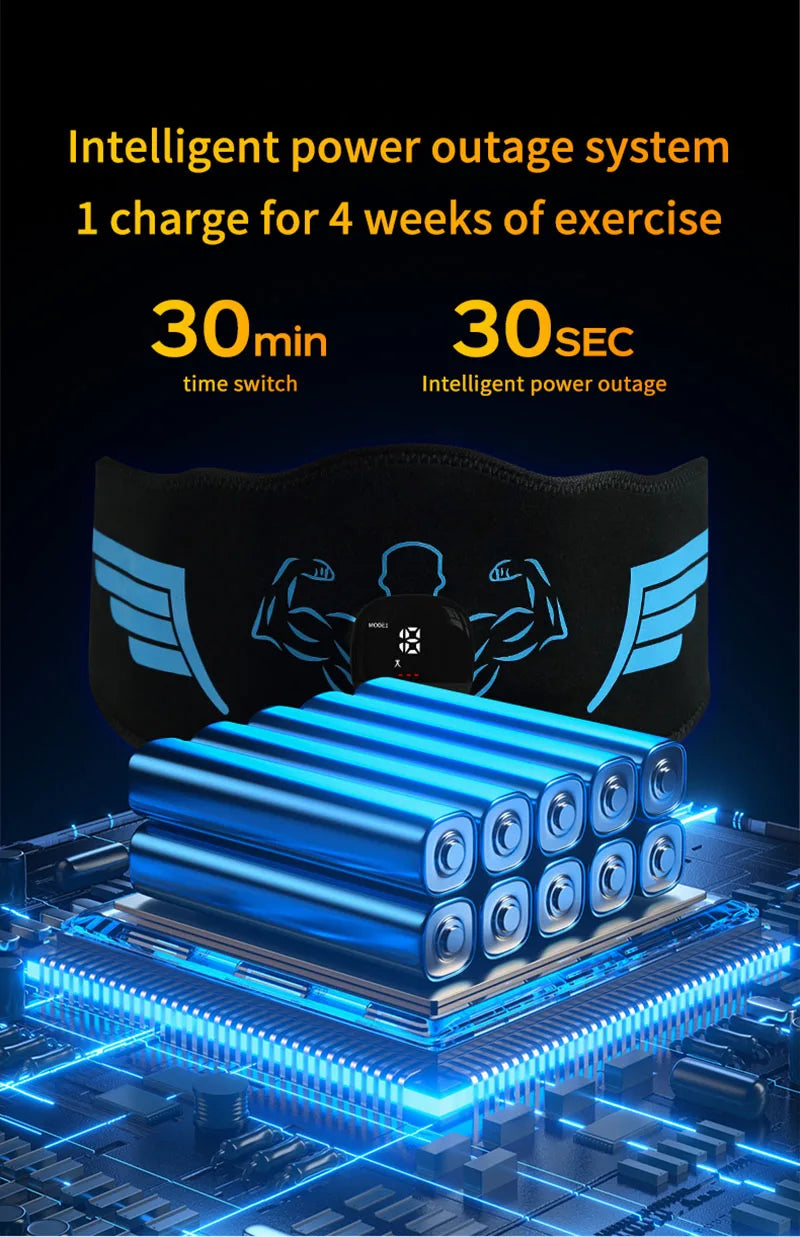 EMS Abdominal Toning Belt Muscle Stimulator Abs Trainer Muscle Toner USB Charge Body Shaping Lose Weight Fat Burn Fitness Unisex