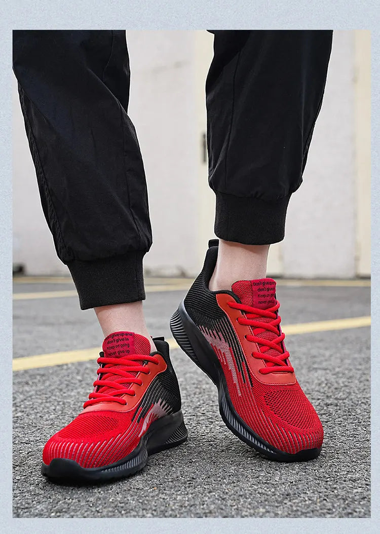 Summer Hot Sale Red Mesh Men Running Sneakers Big Size 47 Light Breathable Women Training Shoes Non-slip Sport Shoes for Man