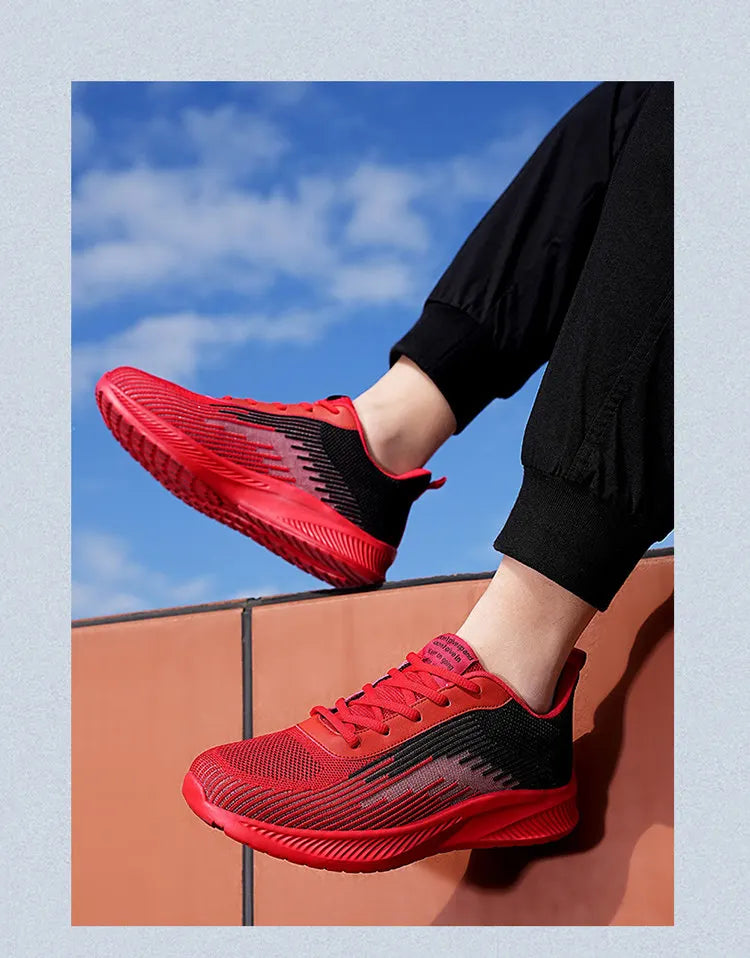 Summer Hot Sale Red Mesh Men Running Sneakers Big Size 47 Light Breathable Women Training Shoes Non-slip Sport Shoes for Man