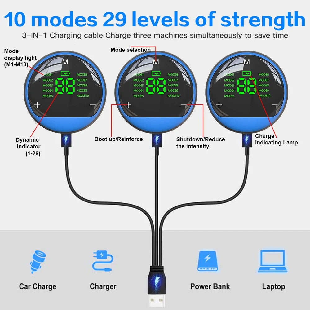 Smart EMS Fitness Belt with LED Display -  Rechargeable Core Trainer for ABS Workout & Lower Back Massage, Home Gym Equipment