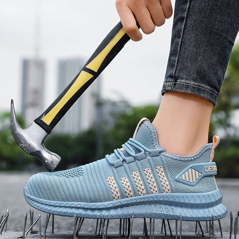 Women's work safety shoes are anti smashing, anti piercing, anti slip, wear-resistant, and outdoor fashionable sports shoes