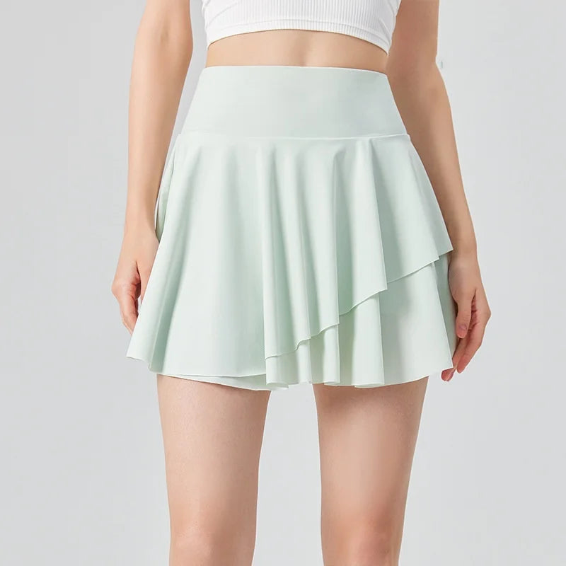 Sport Short Skirt for Women in Summer Anti-exposure High Waist Pleated Short Skirt Fitness Yoga Suit Golf Tennis Skirt