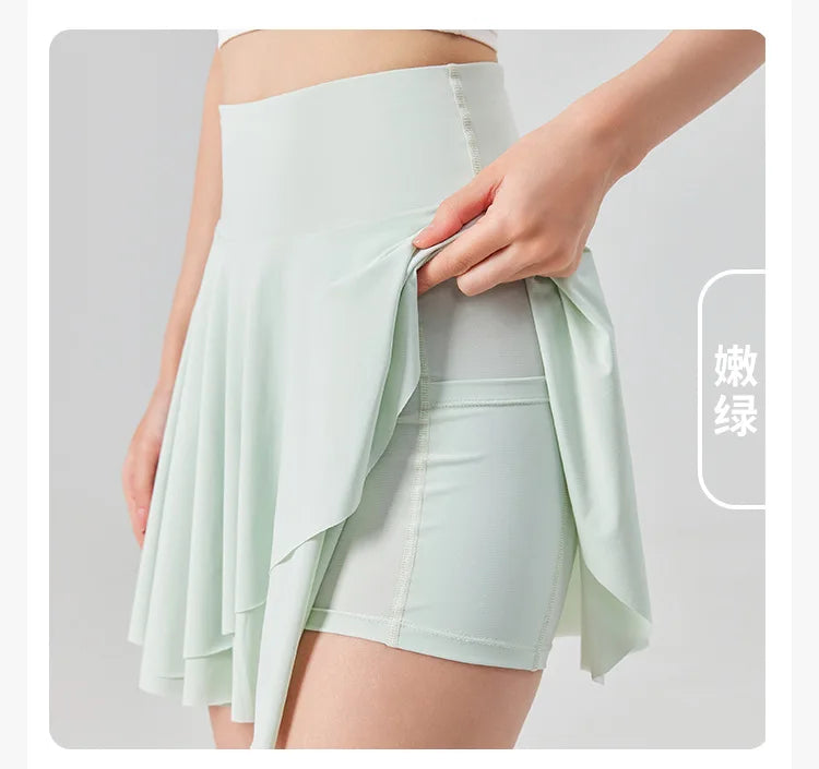 Sport Short Skirt for Women in Summer Anti-exposure High Waist Pleated Short Skirt Fitness Yoga Suit Golf Tennis Skirt