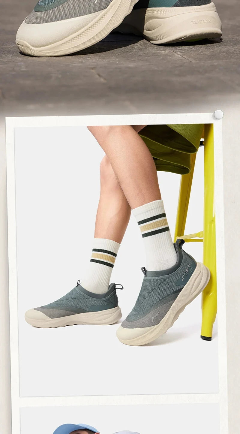 Li-Ning Men SOFT GO 2 Walking Shoes COMFOAM Slip-on Soft Thick Heel LiNing Comfortable Wearable Sports Casual Shoes AGLV005