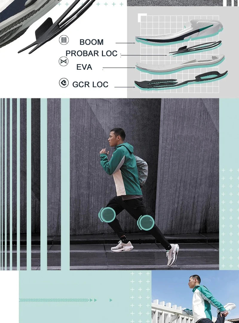 Li-Ning Men FURIOUS RIDER 8 Stability Running Shoes BOOM Cushion Stable Support Sport Shoes Anti-slip Wearable Sneakers ARZU007