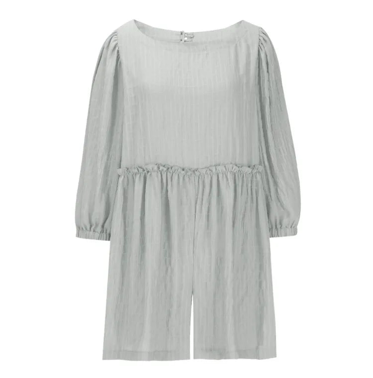 Fashion Women's Shorts Jumpsuit Summer Long Sleeve Casual Jumpsuit with Shorts Women Loose Breathable Short Jumpsuits Female