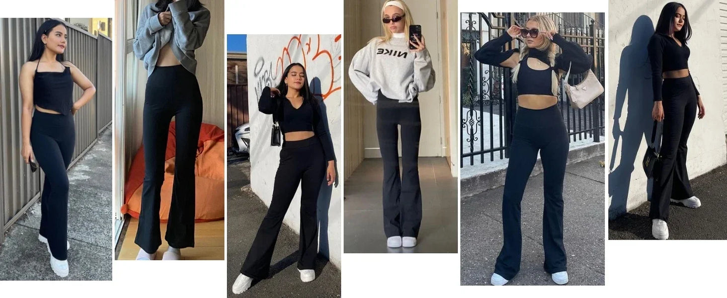 Women's Bootcut Yoga Pants Tummy Control Non See Through Bootleg Gym Workout Pants