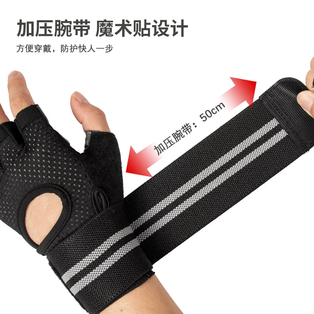 Anti Slip Shock Breathable Half Finger Gloves Breathable Cycling Gloves Fitness Gym Bodybuilding Crossfit Exercise Sports Gloves