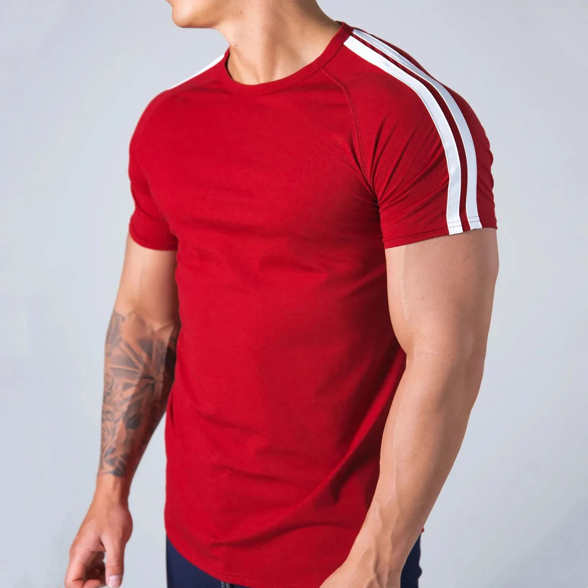Red Men’s Gym T-Shirt – Short Sleeve, Cotton