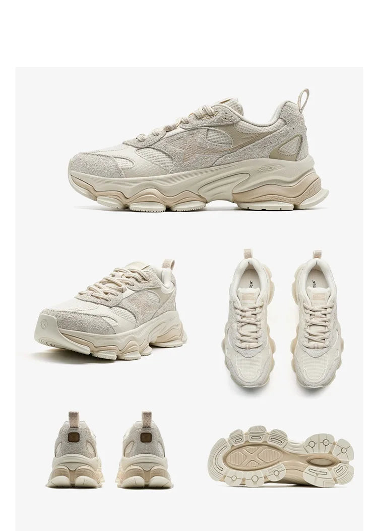 Xtep Chinoiserie Casual Shoes For Men 2025 Spring Vintage Thick Sole Fashion Sports Shoes Wear-Resistant  Sneakers 875119320001