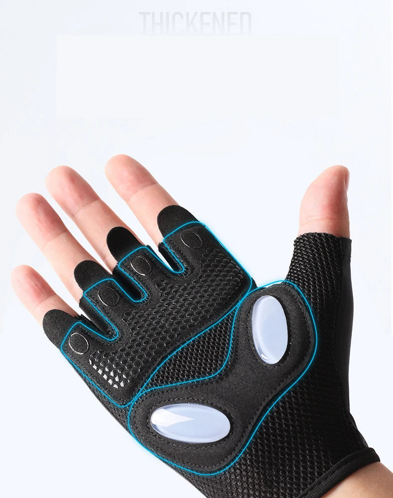 Summer Fitness Gloves Silicone Palm Shock Absorbing Half Finger Colorful Gym Gloves for Men Women Sun Protection Ice Silk Gloves